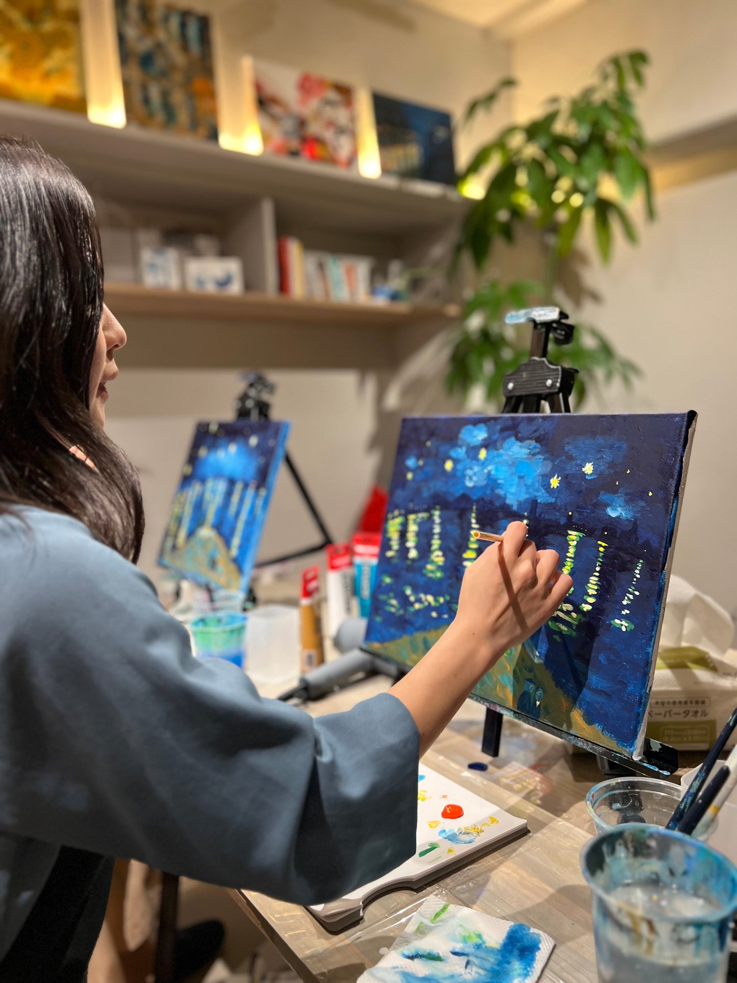 2025/02/19(水) 19:00-21:00 きらめく色相の対比 ゴッホの星月夜(Starry Night Over the Rhône) masterpiece